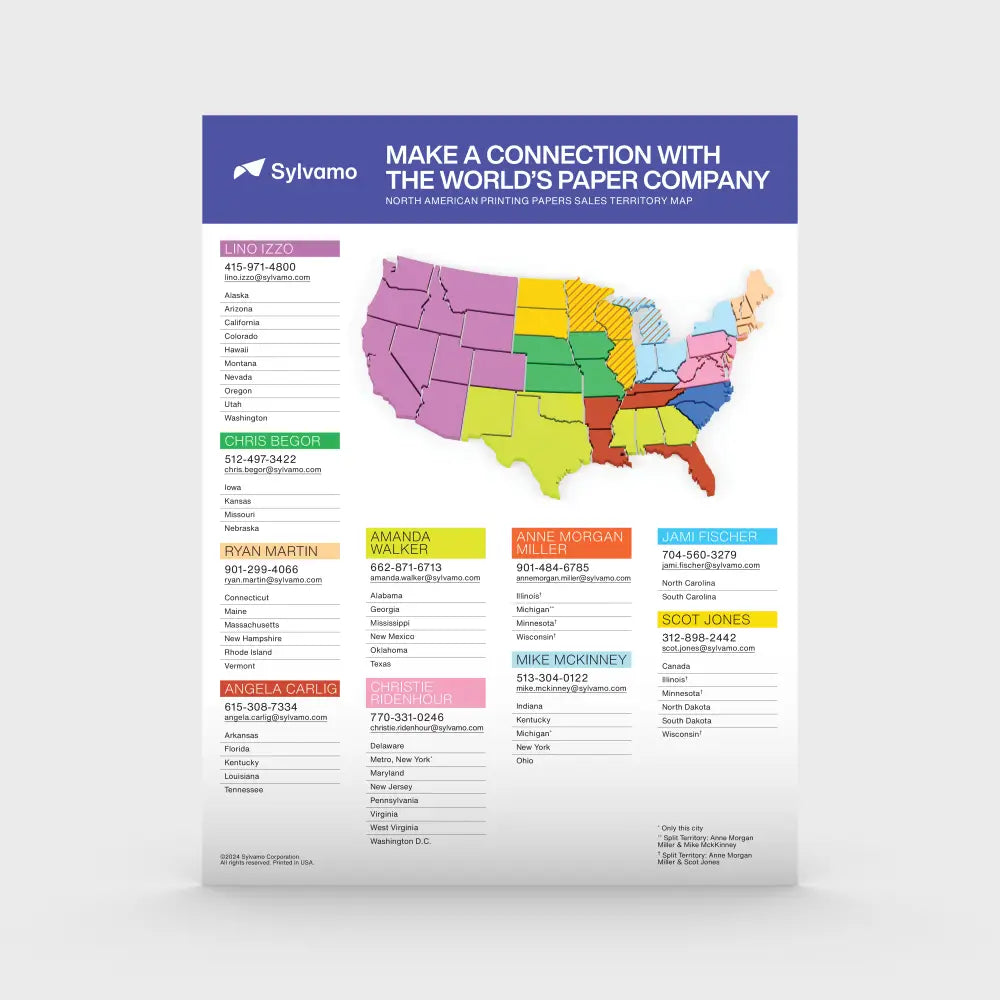 North American Printing Papers Sales Territory Map