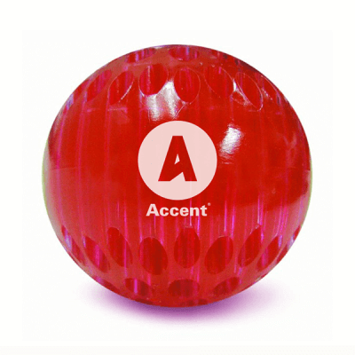 Red ball with a white 'A' Accent logo on a white background