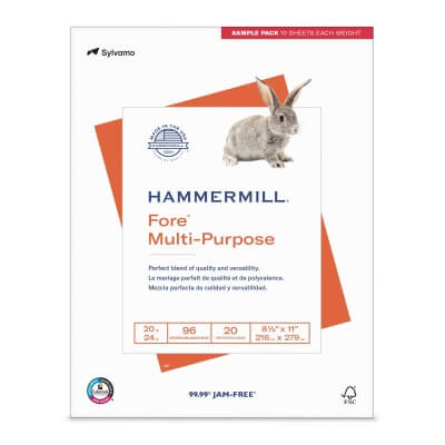 Hammermill Multi-Purpose paper package with a rabbit illustration on a white background
