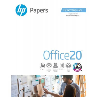 HP Papers Office20 package with people working in an office setting on a white background