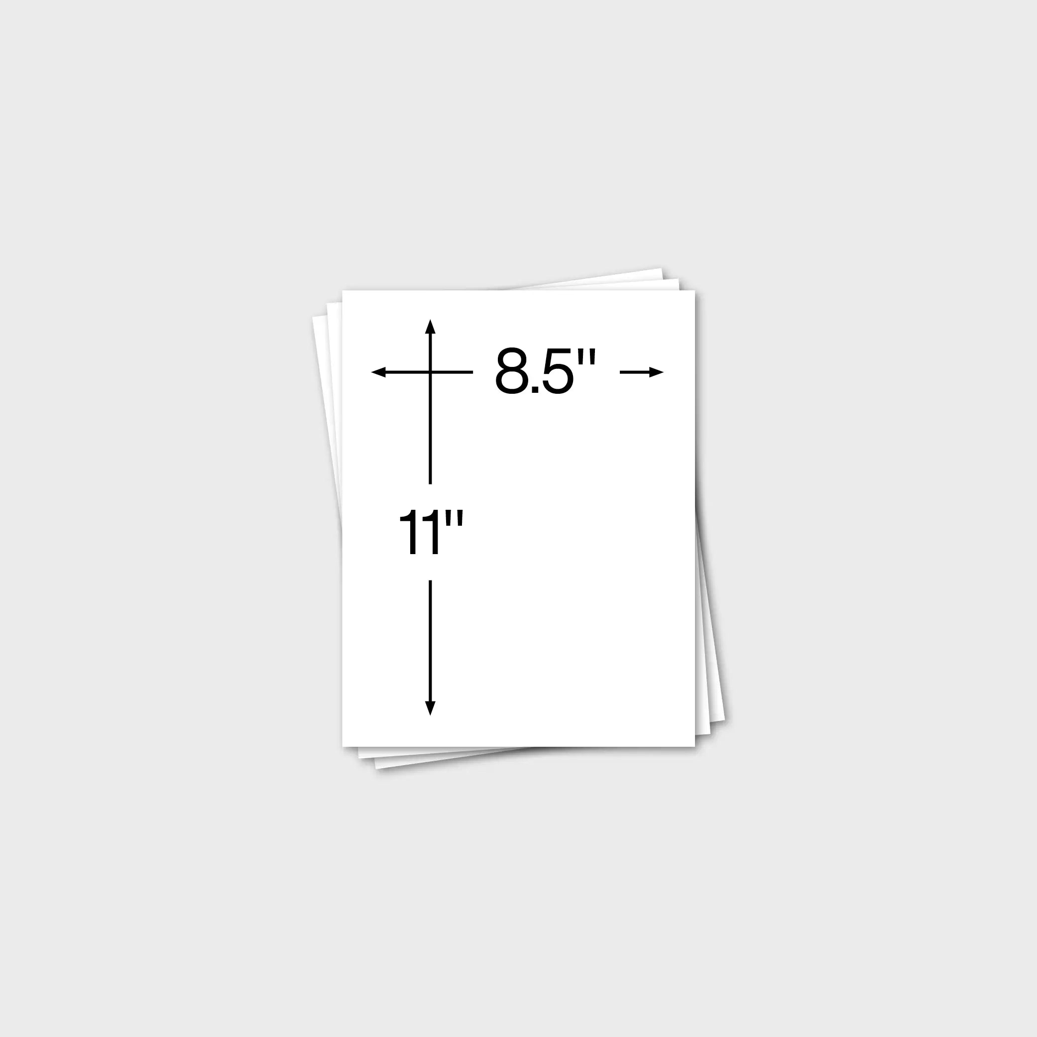 Stack of paper with dimensions 8.5 inches and 11 inches indicated