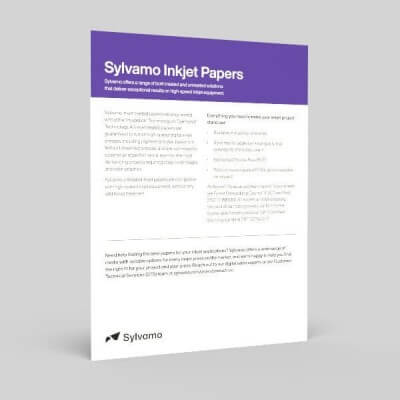 Sylvamo Inkjet Papers with text on a gray background