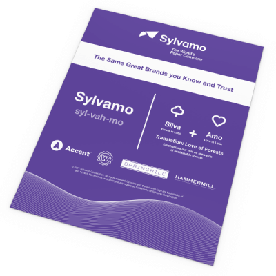Sylvamo paper packaging with brand logos on a white background