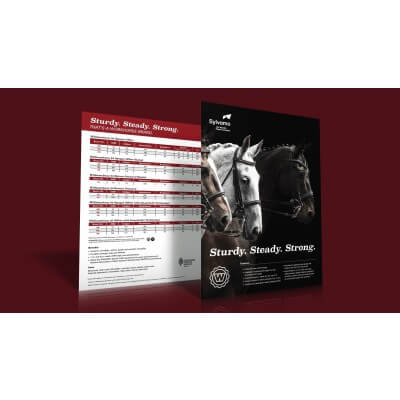 Williamsburg product packaging with horse imagery and text on a red background