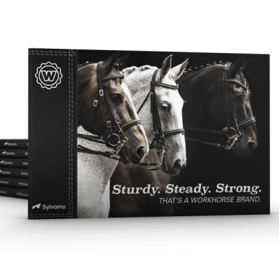 Williamsburg product packaging with horses and brand name on a white background